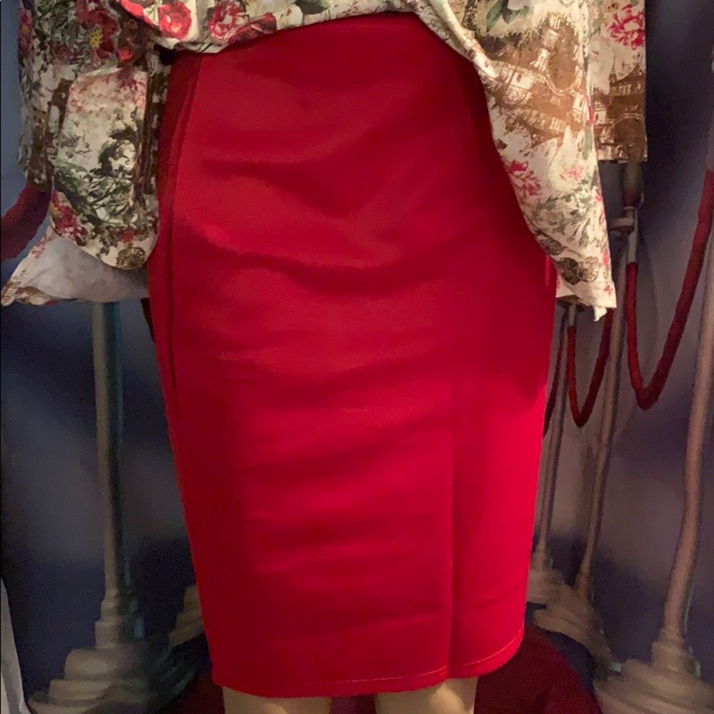 New Red Straight skirt elastic waist s, med